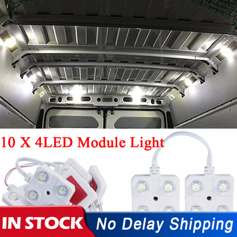 Juego de luces LED para techo de coche, 10x4, 12V, iluminación de techo Interior de furgoneta, lámpara blanca brillante Interior impermeable para camión, barco, remolque ► Foto 1/6