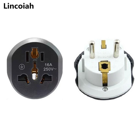 Adaptador de enchufe de la UE convertidor Universal de 16A EU 2 enchufe con pines AU US UK CN a enchufe de pared de la Unión Europea 250V AC adaptador de viaje de alta calidad ► Foto 1/5