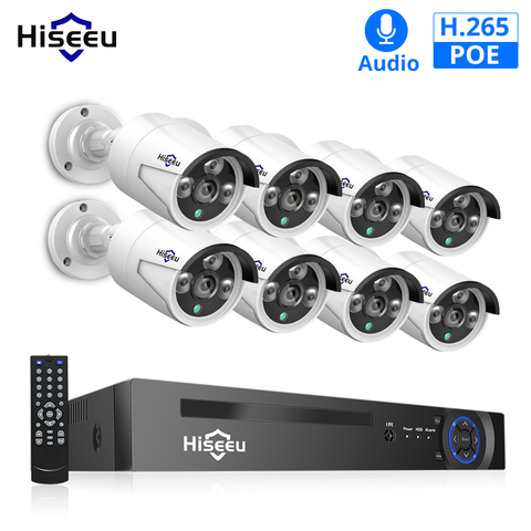 Kit de NVR POE Hiseeu 8CH HD 1080P sistema de cámara CCTV 2MP cámara IP impermeable al aire libre POE Sistema de videovigilancia de seguridad para el hogar ► Foto 1/6