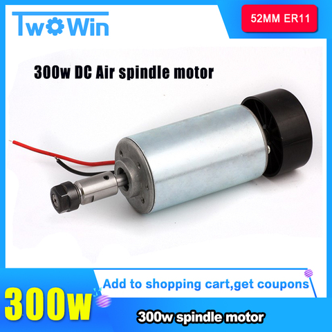 Motor de eje de mandril ER11 de 0,3 kW y 52MM, Motor de eje de CNC de 300W, Motor de husillo DC 12-48 CNC 300w para fresadora PCB ► Foto 1/6