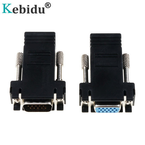 Kebidu-Cable extensor RJ45 a VGA, adaptador de macho a LAN, CAT5e, CAT6, RJ45, adaptador hembra, convertidor de interruptor adicional para ordenador ► Foto 1/6