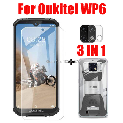 Funda 3 en 1 + cristal templado para cámara, protector de pantalla para Oukitel WP6, vidrio 3D ► Foto 1/6