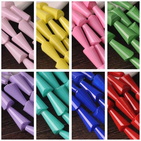 10 Uds 15x8mm lágrima en forma de cono anillo sólido recubierto de vidrio opaco cuentas espaciadoras sueltas para fabricación de joyería DIY manualidades ► Foto 1/5