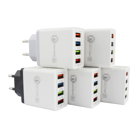 Adaptador de fuente de alimentación Universal AC DC 5 V 3A cargador USB de 4 puertos para teléfono móvil AC/DC USB 5 V adaptador de corriente 220V a 5 V enchufe de la UE ► Foto 1/3