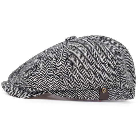 Nuevo marrón de moda boina de cuadros sombrero de algodón masculino % gorros de hip hop Otoño e Invierno ocio al aire libre de alta calidad gorras ► Foto 1/6