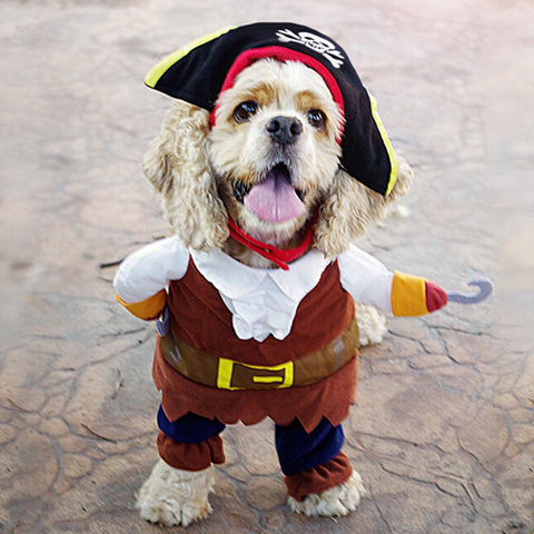 Divertido perro animal Halloween Disfraces pirata traje de Cosplay ropa para pequeño mediano perros gatos Chihuahua ropa de cachorro mascota productos ► Foto 1/6