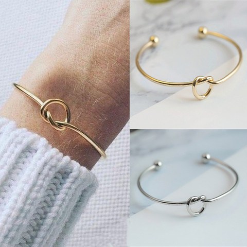 L231 de nudo brazalete Pulseras y brazaletes de joyería de mujer Pulseira Simple brillante abierto colgantes Pulseras amor regalo de día de San Valentín ► Foto 1/6