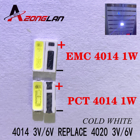 Cuentas LED para TV/LCD retroiluminación, 100 Uds., 4014 SMD, 4020 W, 1W, 3V, 6V, 150mA, luz de fondo LED de alta potencia emc pct ► Foto 1/1