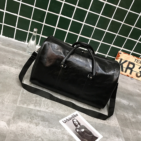 De alta capacidad bolsa de viaje equipaje bolsa Unisex ocio Fitness bolsa de fin de semana de negocios maleta de cuero suave de Duffels bolsos de hombro ► Foto 1/6