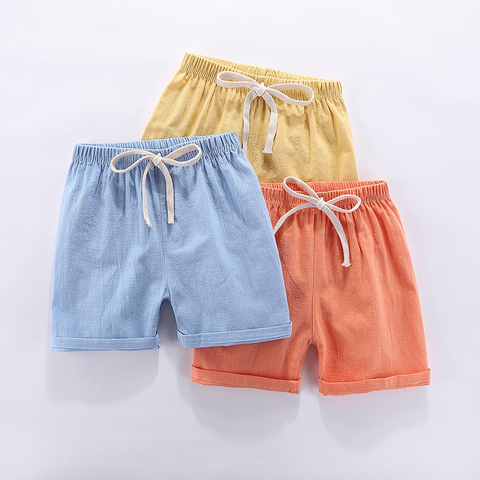 Pantalones cortos para niño, shorts para niño de color caramelo, pantalón corto holgado para playa para niña, ropa de sport de algodón y lino cómodos, 2-10 años ► Foto 1/6