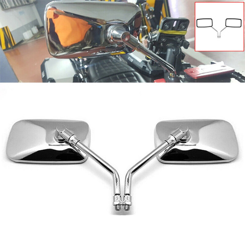 DERI Universal 1 par rectángulo de aluminio espejos retrovisores de motocicleta 10mm cromo retrovisor de espejo para motocicleta moto para Honda ► Foto 1/6
