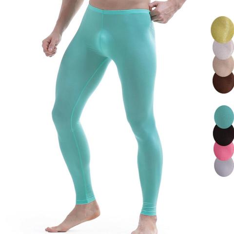 Mallas largas sexys para hombre, pantalones ajustados, ropa interior sin costuras, Pantalones de deporte, Yoga, Fitness, Leggings elásticos ► Foto 1/6