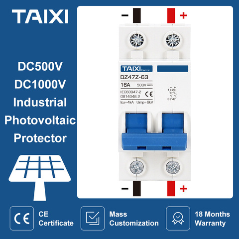 Interruptor de energía Solar PV MCB DC 1000V Mini disyuntor 2P 100A 500V, interruptor de generación de energía fotovoltaica 63A 16A 40A 32A ► Foto 1/1