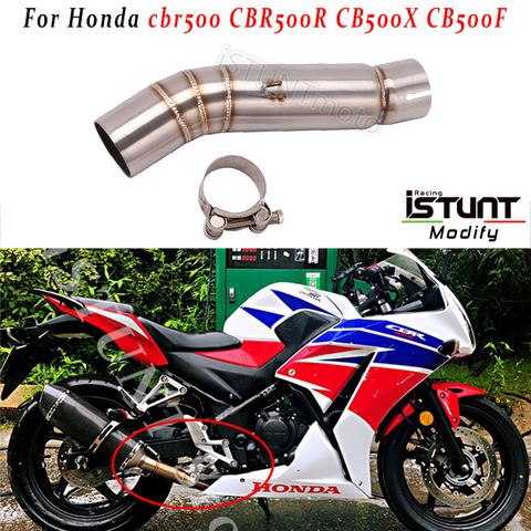 Para honda cbr500 CBR 500R CBR500R CB500X CB500F 2013 a 2022 años de escape de la motocicleta póngase en contacto con medio conector de tubo de conexión ► Foto 1/6