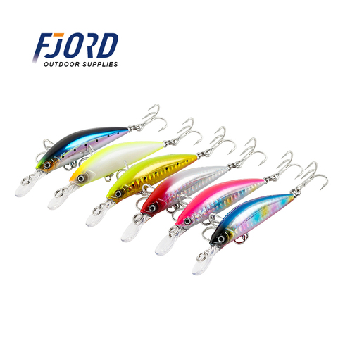 Fiordo nuevo producto 70mm 17g pesado Minnow señuelos láser cebo Artificial duro plástico profesional de mar señuelo se hunde de señuelo de pesca ► Foto 1/6