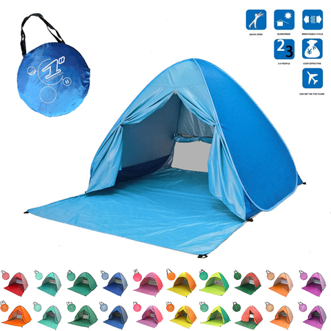 Tienda de campaña de playa emergente tienda de campaña abierta automática familia ultraligera carpa plegable turista pescado Camping Anti-UV totalmente sombrilla 2-5 personas ► Foto 1/6