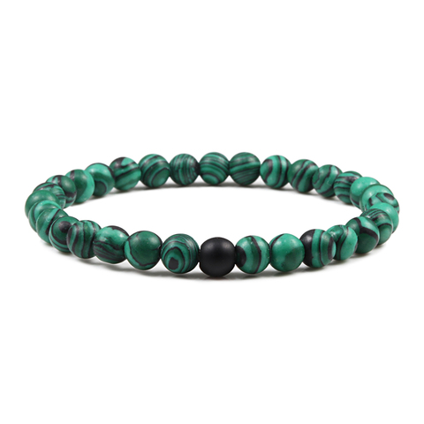 Pulseras de Lava de piedra Natural de malaquita verde para mujer y hombre, abalorios de hebra, pulsera de cuentas de Buda, pulsera de Yoga, oración, regalo de joyería hecho a mano ► Foto 1/6