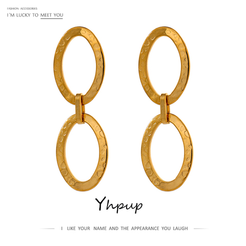 Yhpup-pendientes colgantes geométricos minimalistas para mujer, joyería de acero inoxidable, Metal dorado de alta calidad, 18 K ► Foto 1/6