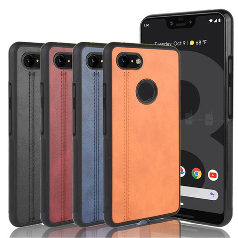 De Google para Google Pixel 3 de lujo de piel de cuero de la PU de las líneas funda carcasa trasera dura para Google Pixel 3 XL 3XL Pixel3 Pixel3XL casos de teléfono ► Foto 1/6