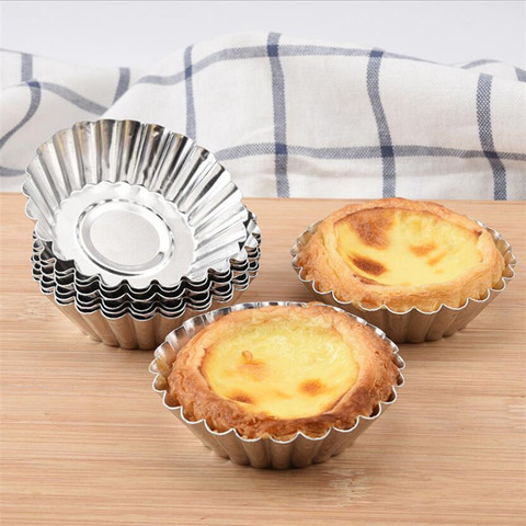 Moldes antiadherentes de aleación de aluminio para pasteles, moldes reutilizables con forma de flor para cupcakes y muffins, sartenes y sartenes, 10 Uds. ► Foto 1/6