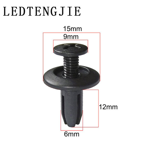 LEDTENGJIE-Clip de fijación para puerta de coche, hebilla de ajuste, cierre de remache de plástico, negro, 50 pcs6 mm ► Foto 1/5