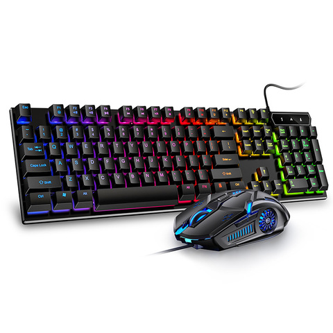 Juegos de teclado y ratón con cable para Gaming, juegos de teclado con cable USB, 104 teclas, RGB, retroiluminado mezclado, 3200DPI, ratón con cable para Noteboo ► Foto 1/6