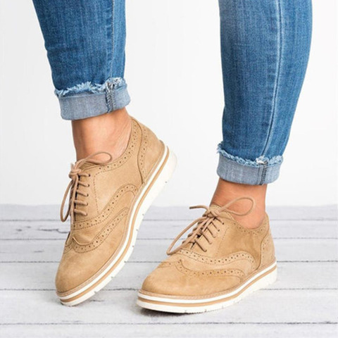 De talla grande 35-43 mujeres hueca y plana zapatos de plataforma zapatos Oxfords zapatos de estilo británico damas enredaderas Oxford zapatos para mujer de calzado ► Foto 1/6