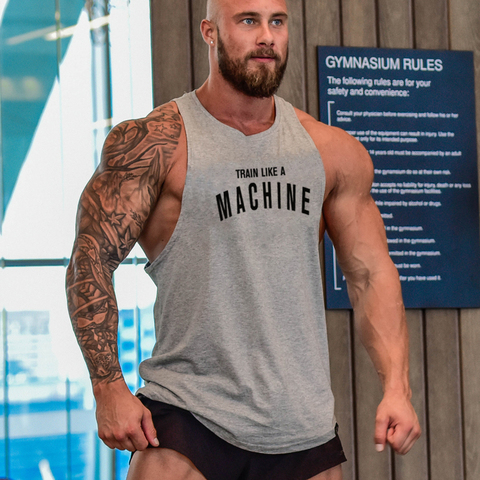 Nueva marca de verano de los hombres de gimnasio músculo culturismo camisa sin mangas de algodón de la Camiseta de tirantes para entrenamiento camiseta de Fitness deporte imprimir chaleco ► Foto 1/6