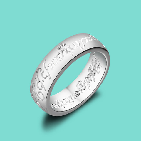 100% anillo de plata maciza, anillo de Plata de Ley 925 para mujer diseño de letras bohemias charm girl body jewelry, regalos de San Valentín a niña ► Foto 1/1