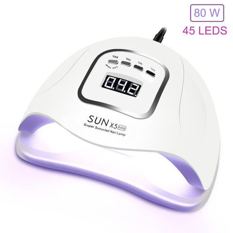 Lámpara UV para uñas de 80W SUNX5Max, secador de uñas LED para manicura y curado de uñas, lámpara para uñas de Gel, 45 uds, Led 30s/60s/90s, Sensor automático ► Foto 1/6