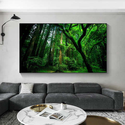 Lienzo moderno pintura bosque árbol lago naturaleza paisaje pósteres e impresiones arte de pared Cuadros para la decoración del hogar de la sala de estar ► Foto 1/6