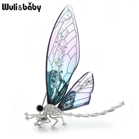 Wuli y transparente broches de libélula grande mujer insecto bodas banquetes Oficina broche regalos ► Foto 1/6