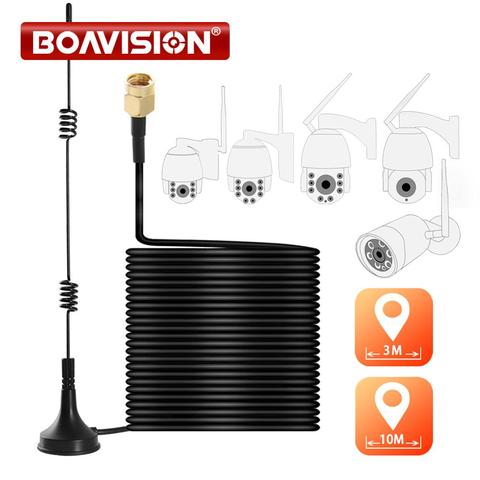 Antena de extensión con Wifi de 2,4G, Cable extensor de 3m /10m, succionador de ganancia 5dbi Hing para cámara inalámbrica BOAVISION PTZ Bullet IP ► Foto 1/6