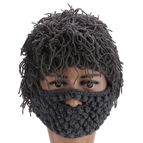 NaroFace hecho a mano de punto hombres invierno Crochet bigote sombrero barba Beanies cara borla bicicleta máscara esquí caliente gorro divertido regalo nuevo ► Foto 1/6