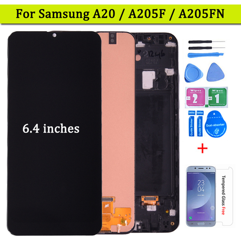 Pantalla LCD de 6,4 pulgadas para Samsung Galaxy A20 con montaje de digitalizador de pantalla táctil para Samsung A205 SM-A205F A205FN envío gratis ► Foto 1/6