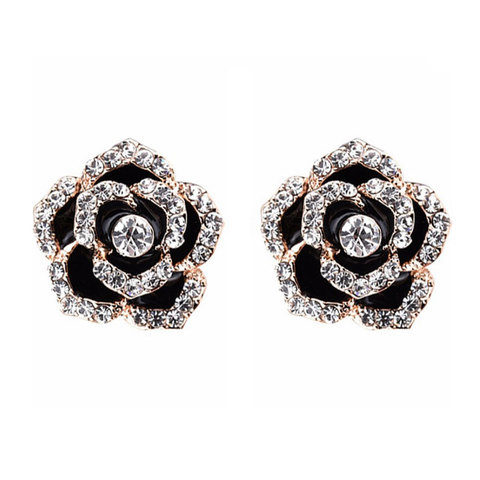 Pendientes de diseño de marca de lujo para mujer, aretes elegantes de cristal de Camelia, aretes de tuerca de flor de Rosa, pendientes de calidad para mujer ► Foto 1/6