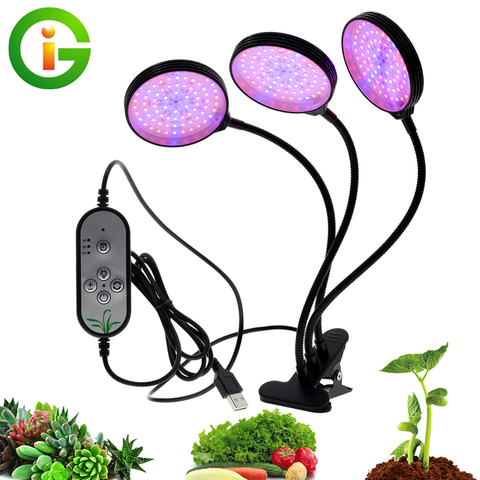 Lámparas de Cultivo LED 5V fuente de alimentación USB Luz de escritorio de espectro completo para plantas de flores vegetales de interior 3W 9W 18W 27W ► Foto 1/6