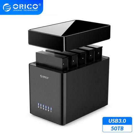 ORICO serie DS 5 Bay magnético 3,5 ''USB3.0 HDD estación de acoplamiento soporte 50TB Max 5Gbps UASP Funda de disco duro herramienta gratuita HDD 12V 12V ► Foto 1/6