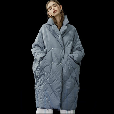 Invierno nueva llegada las mujeres de talla grande grueso cálido blanco plumón de pato chaqueta Cocoon & tipo murciélago espesar Parkas con Bolsillo grande F121 ► Foto 1/6