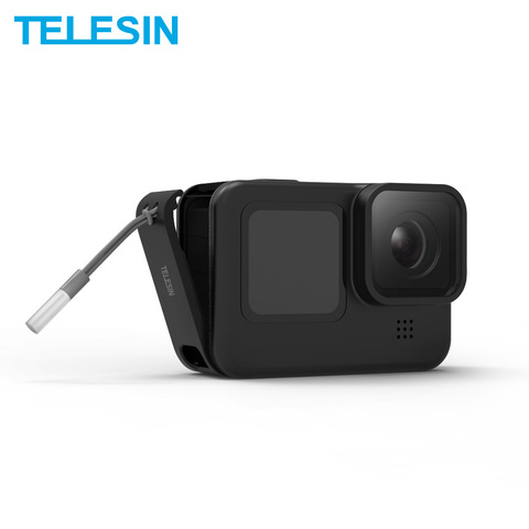 TELESIN-Tapa de cubierta lateral de batería para GoPro 9, tapa extraíble de carga tipo C fácil, puerto para GoPro Hero 9, color negro ► Foto 1/6