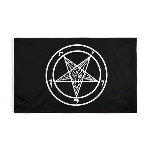 Baphomet-Bandera de Satán, ojales con agujeros de Metal, 150x90cm, 3x5 pies, bandera personalizada ► Foto 1/5