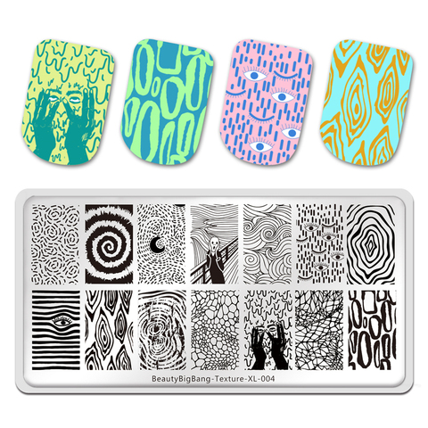 Beautybigbang-placas de estampación de uñas, XL-004 de textura de Ojos de Whirlpool, imagen de 6x12cm, plantilla de sello de acero inoxidable para impresión artística de uñas ► Foto 1/6