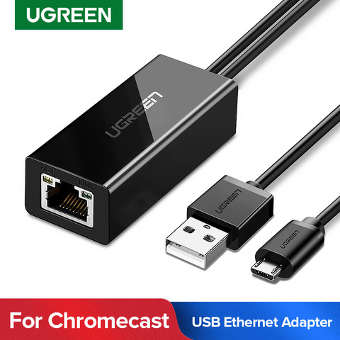 Ugreen-adaptador Ethernet para Chromecast, USB 2,0 a RJ45 para Google Chromecast 2 en 1, tarjeta de red Micro USB Ultra Audio de TV ► Foto 1/6