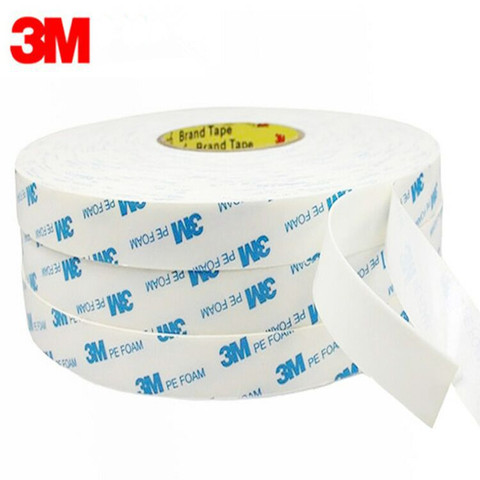 5 metros/rollo 3M fuerte montaje calcomanía doble faz almohadilla de espuma de cinta adhesiva blanco espesor 1mm ► Foto 1/6