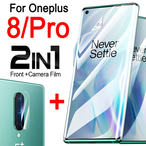 Oneplus-funda de teléfono para oneplus 8 pro 8pro, protector suave de hidrogel one plus 1plus oneplus 8pro con lente de cámara, carcasa de parachoques 2 en 1 ► Foto 1/6