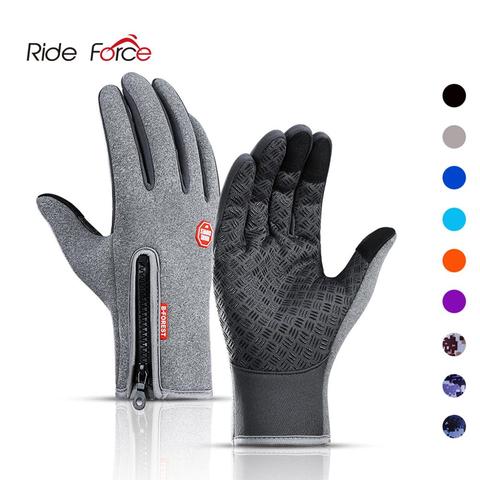 Guantes de invierno para ciclismo, cálidos guantes de dedos completos para pantalla táctil, resistentes al agua, para exterior, ciclismo, esquí motociclismo ► Foto 1/6