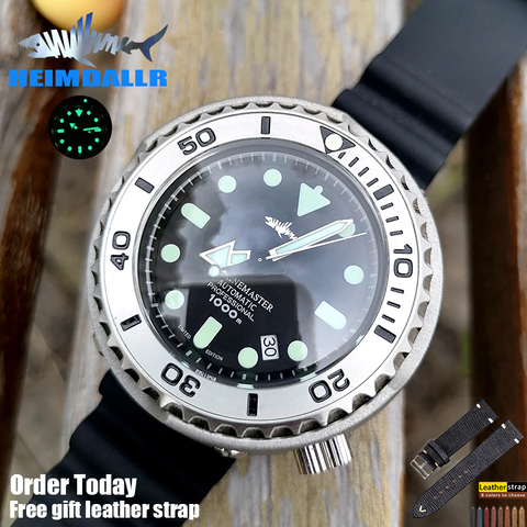 Heimdlr-Reloj de buceo para hombre, 1000m resistente al agua, negro, chapado en oro, con funda recubierta de pvd, nh35a, movimiento automático, reloj de buceo de atún ► Foto 1/6