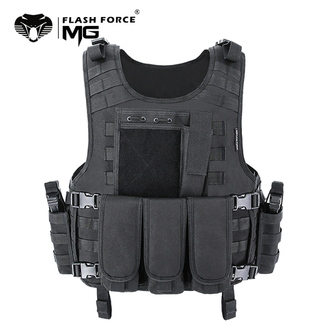 MGFLASHFORCE Molle Airsoft chaleco táctico chaleco placa portador Swat pesca caza chaleco ejército militar armadura policía chaleco ► Foto 1/6