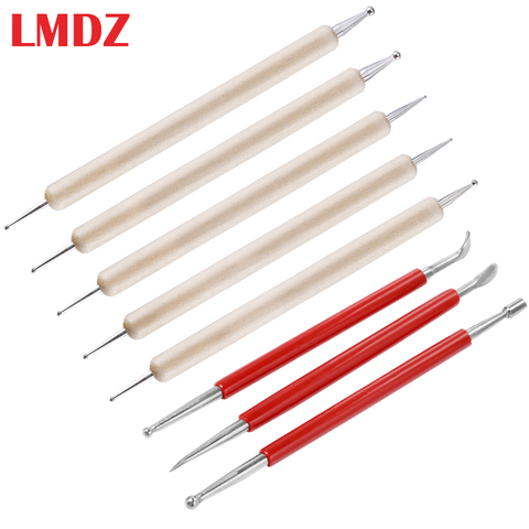 LMDZ 8 unids/set de artesanía de cuero herramienta de modelado de repuestos de herramienta de talla cuchara bolas estampado de hoja de herramienta de prensa ► Foto 1/6