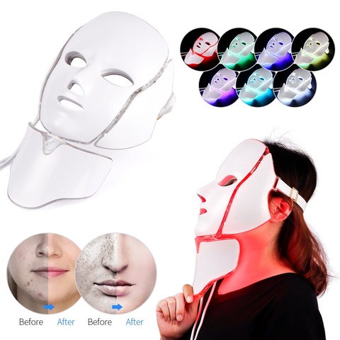 Máscara Facial LED de 7 colores para rejuvenecimiento de la piel, terapia de fotones, máscara para acné, cuello, cara, estiramiento de la piel, eliminación de arrugas, blanqueamiento ► Foto 1/6